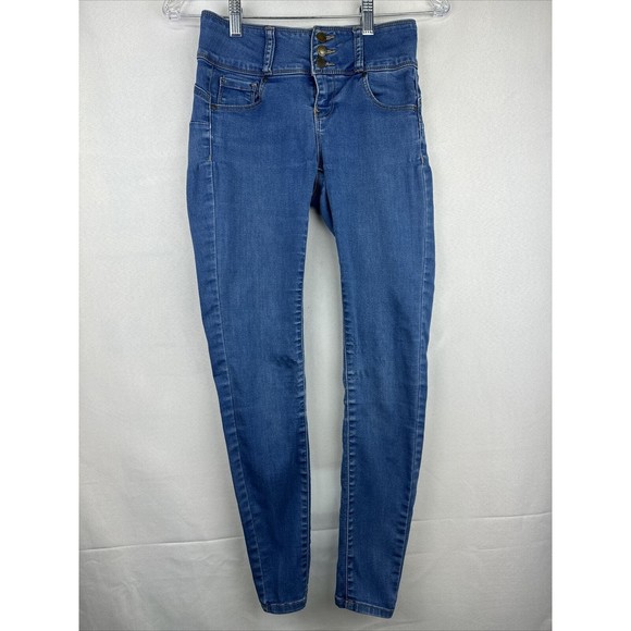Wax Jeans Butt I Love You Size 0 Skinny Medium Wash Low Rise Denim Blue Stretch - Picture 8 of 9
